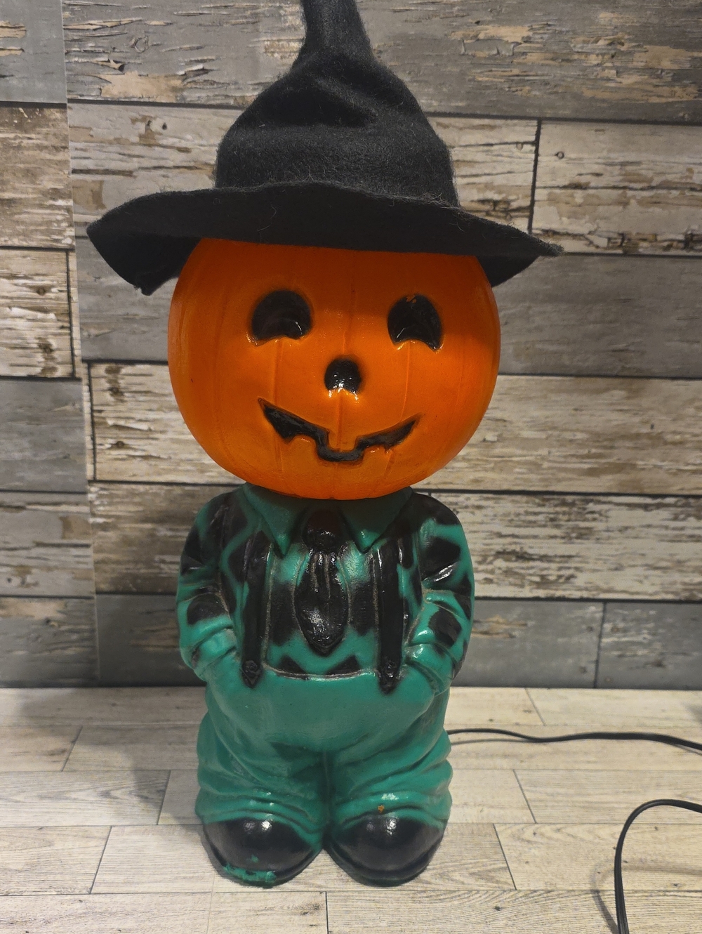 Rare ,vintage 1970s Mr. Blinky Farmer Jack O Lantern Blow Mold